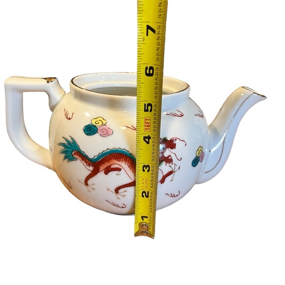 Dragonware Teapot No Lid, White Ceramic - Picture 2 of 8